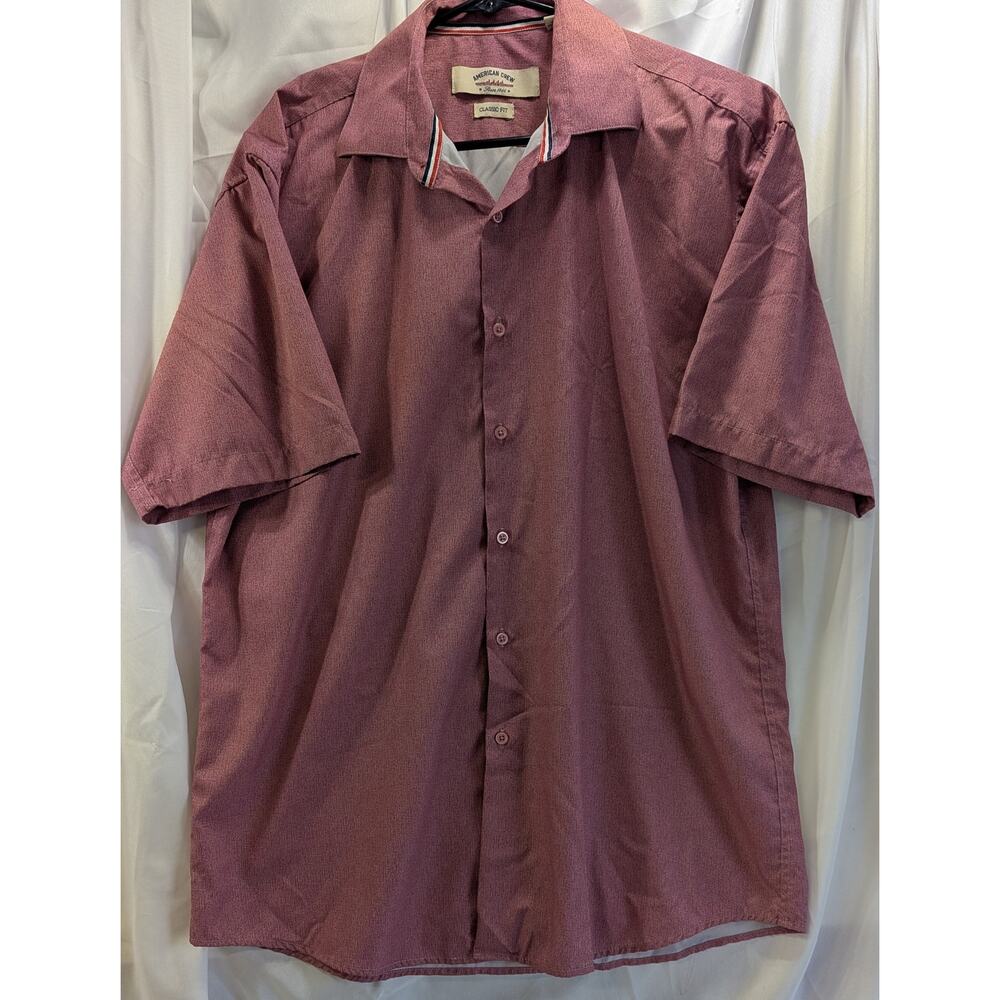 American Crew Classic Fit Button Down Short Sleeve Shirt  Size M